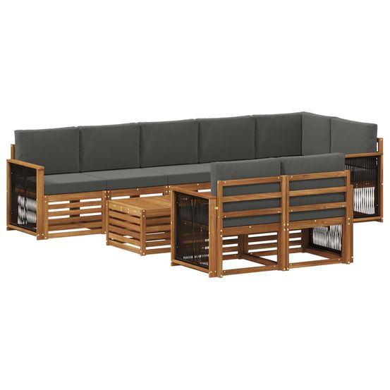 Ensemble de canapés d'extérieur 8 pc naturel et anthracite