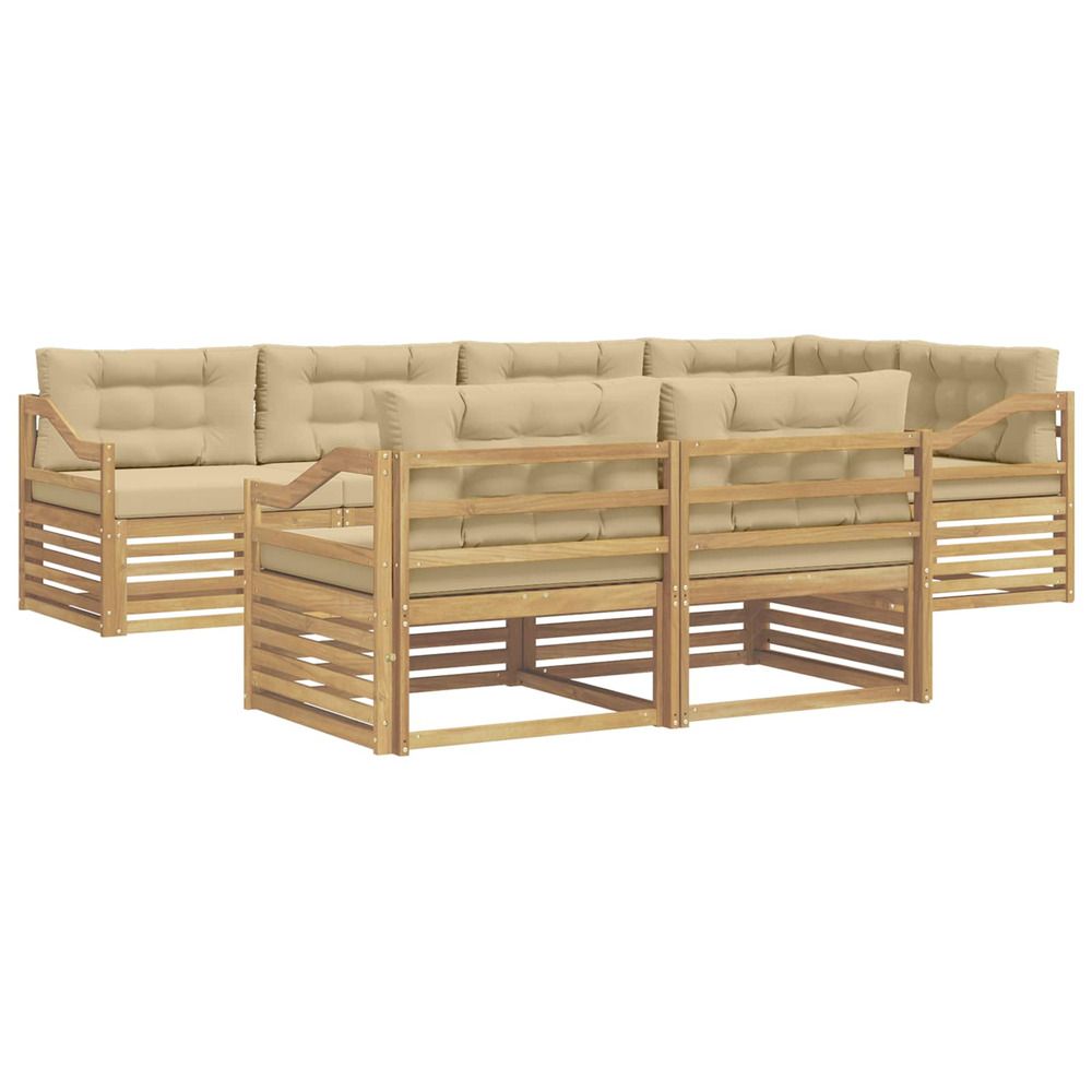 Ensemble de canapés d'extérieur 7 pc blanc et beige polyester
