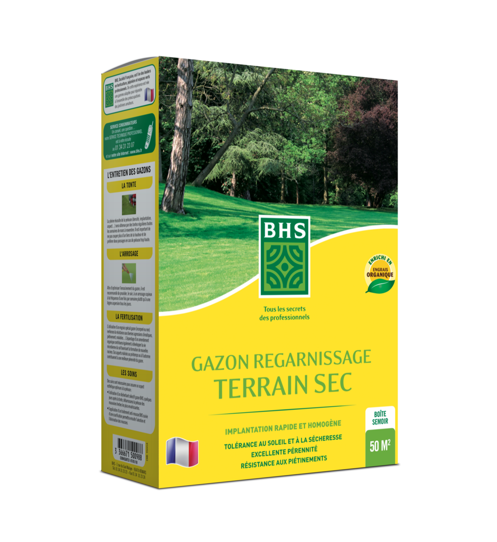 Grts1 - gazon regarnissage - terrain sec - résistant à la sécheresse - gazon plus résistant et mieux protégé - rapide et durable