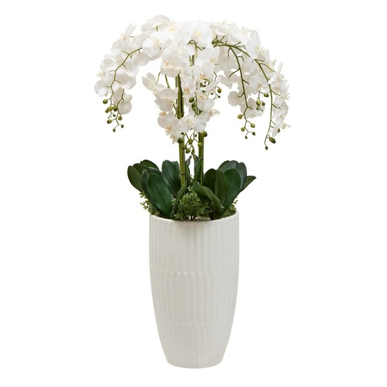 Fleur artificielle hotel h130cm avec pot blanc