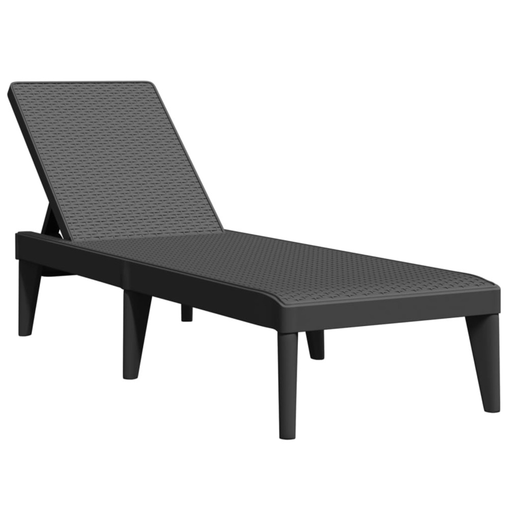 Chaise longue anthracite 186x60x29 cm pp bain de soleil