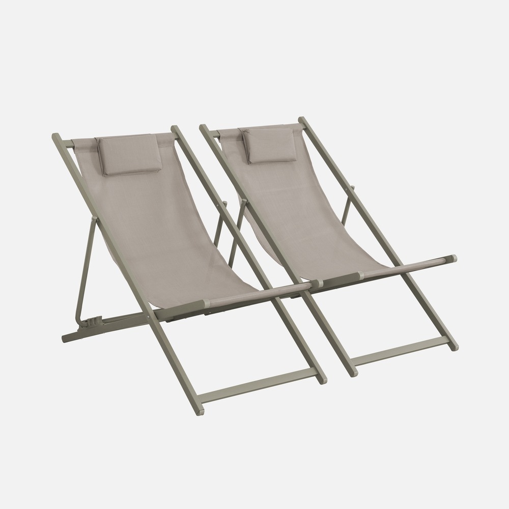 Lot de 2 chaises pliantes matera avec coussin en acier / textilene, différents coloris, 102 x 62 x 81 cm