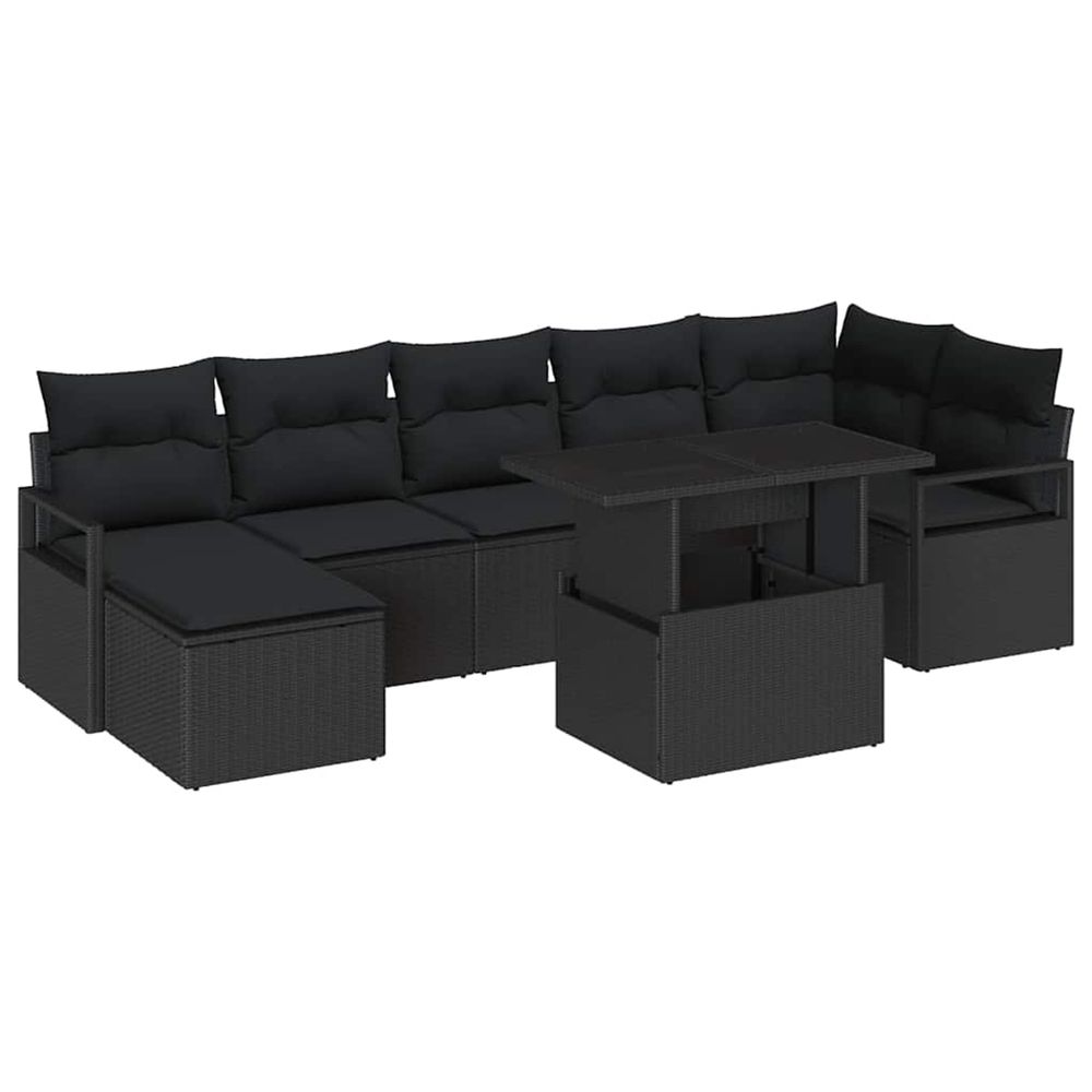 Ensemble de canapé de jardin 8 pc noir polyrotin