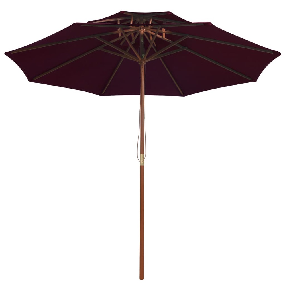 Parasol à deux étages avec mât en bois rouge bordeaux 270 cm