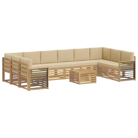 Ensemble de canapés d'extérieur 11 pc blanc et beige polyester