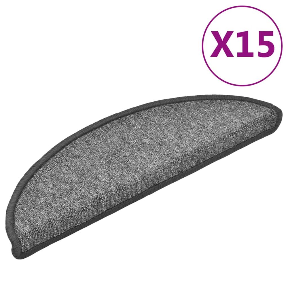 Tapis d'escalier 15 pcs Gris foncÃ© 56x17x3 cm