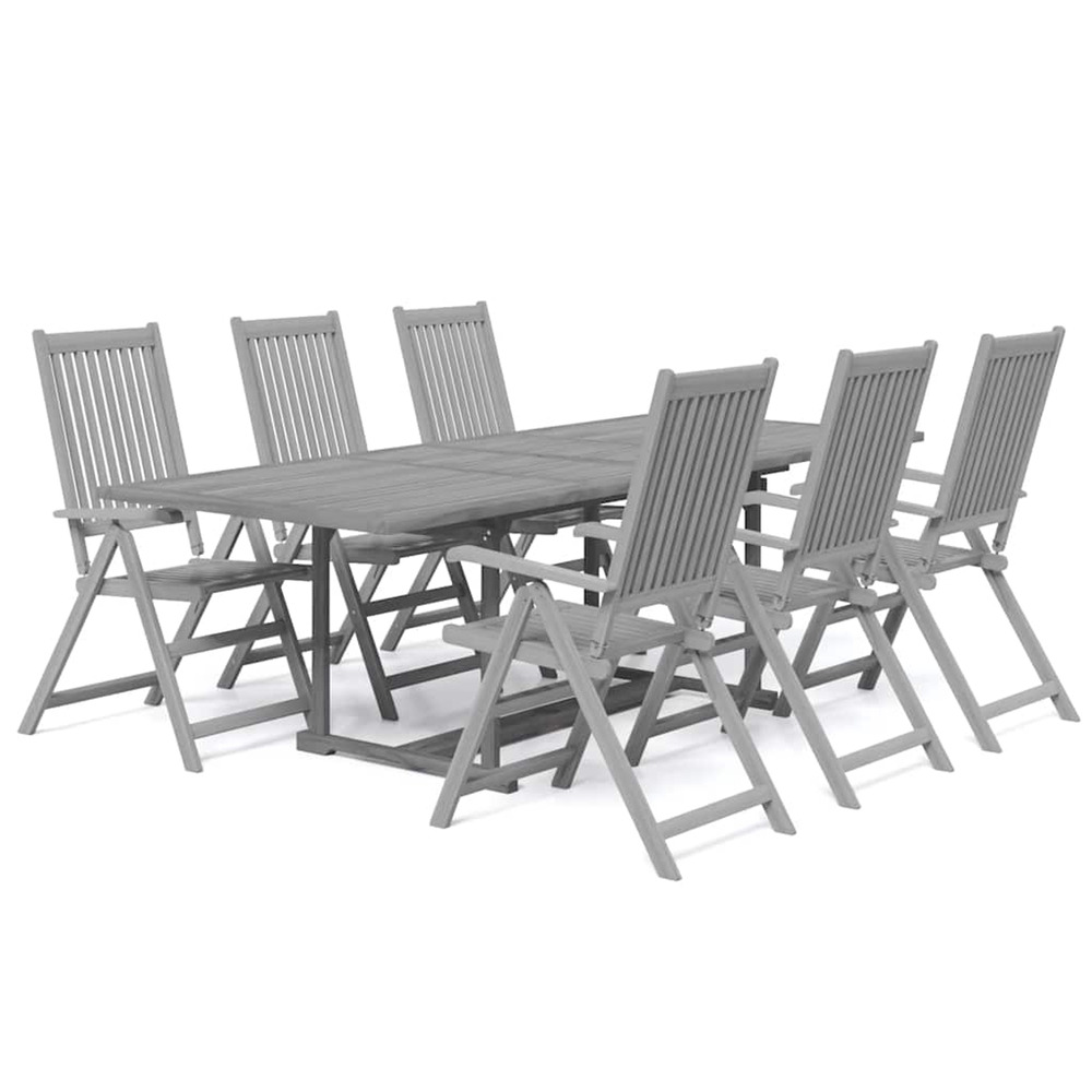 Ensemble à manger de jardin 7 pcs bois d'acacia solide