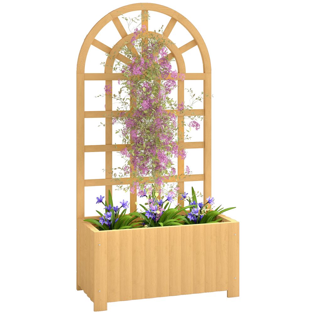 Jardinière en bois de sapin avec treillis arqué pour balcon et jardin 60x30x120 cm naturel