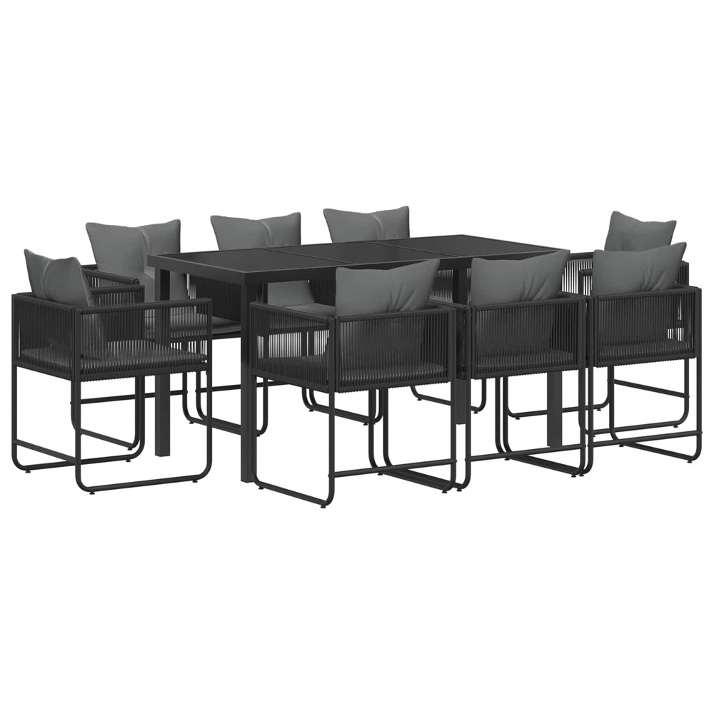 Ensemble de salle à manger pour jardin 9 pcs noir et anthracite
