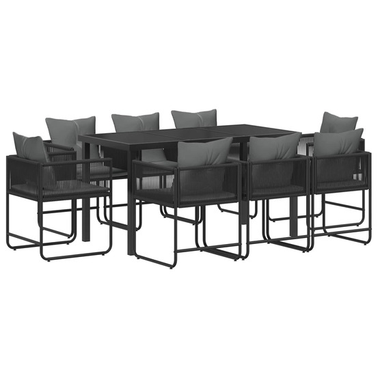 Ensemble de salle à manger pour jardin 9 pcs noir et anthracite