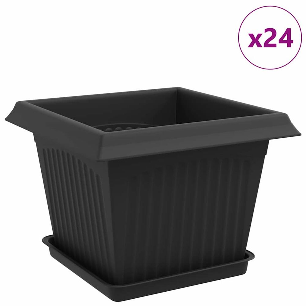 Pots de plantes 24 pc noir plastique