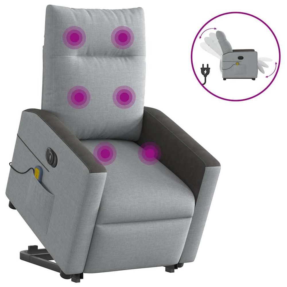 Fauteuil inclinable de massage électrique gris clair tissu