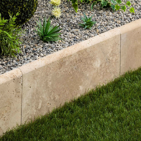 Bordure de jardin travertin beige nuancé 61x33x5 cm (à l'unité) - ro'ma nature