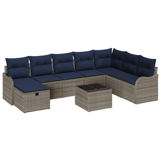 Ensemble de canapés 9 pc 8-nombre de places gris et marine