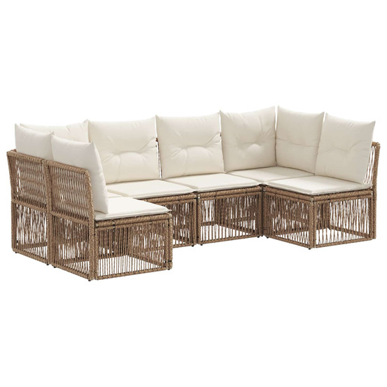 Ensemble de canapé de jardin 6 pcs beige polyrotin