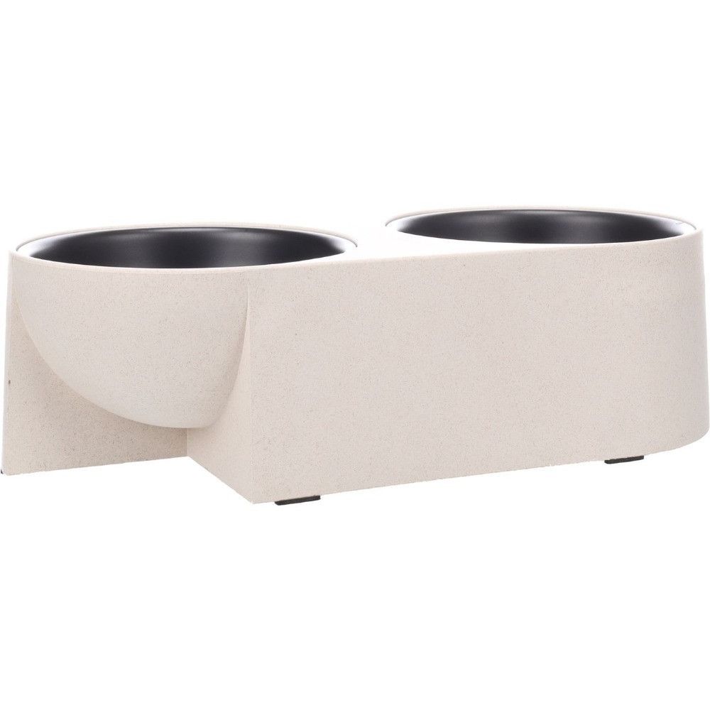Gamelle double en bambou pour chien kana duo dinner beige 2 x 750 ml - flam