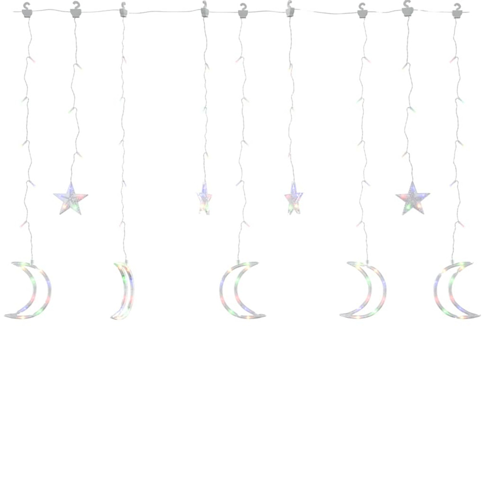 Guirlande lumineuse étoile et lune avec télécommande 138 led