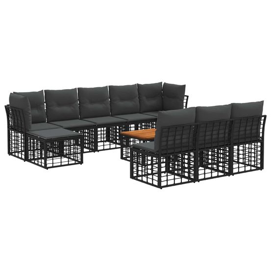 Ensemble de canapés d'extérieur 11 pc noir et gris foncé