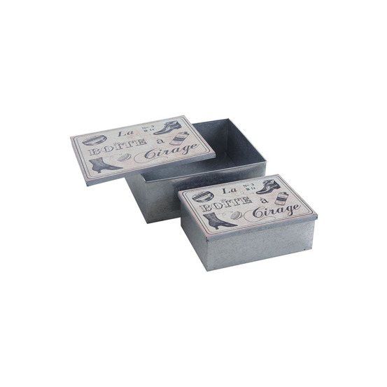 Boites vintage en métal galvanisé boîte à cirage (lot de 2)