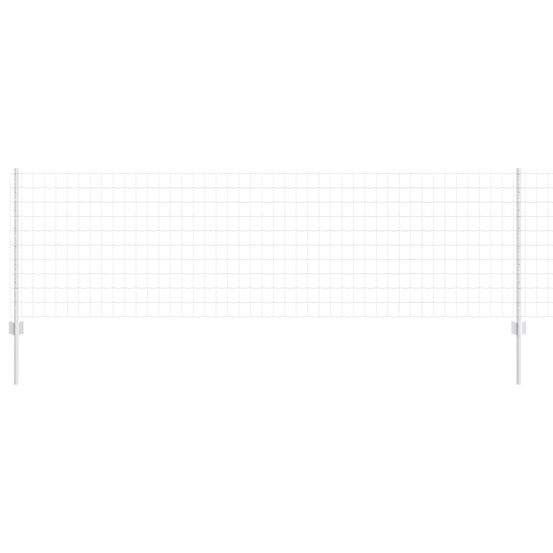 Clôture avec poteau argenté 0,8 x 25 m acier