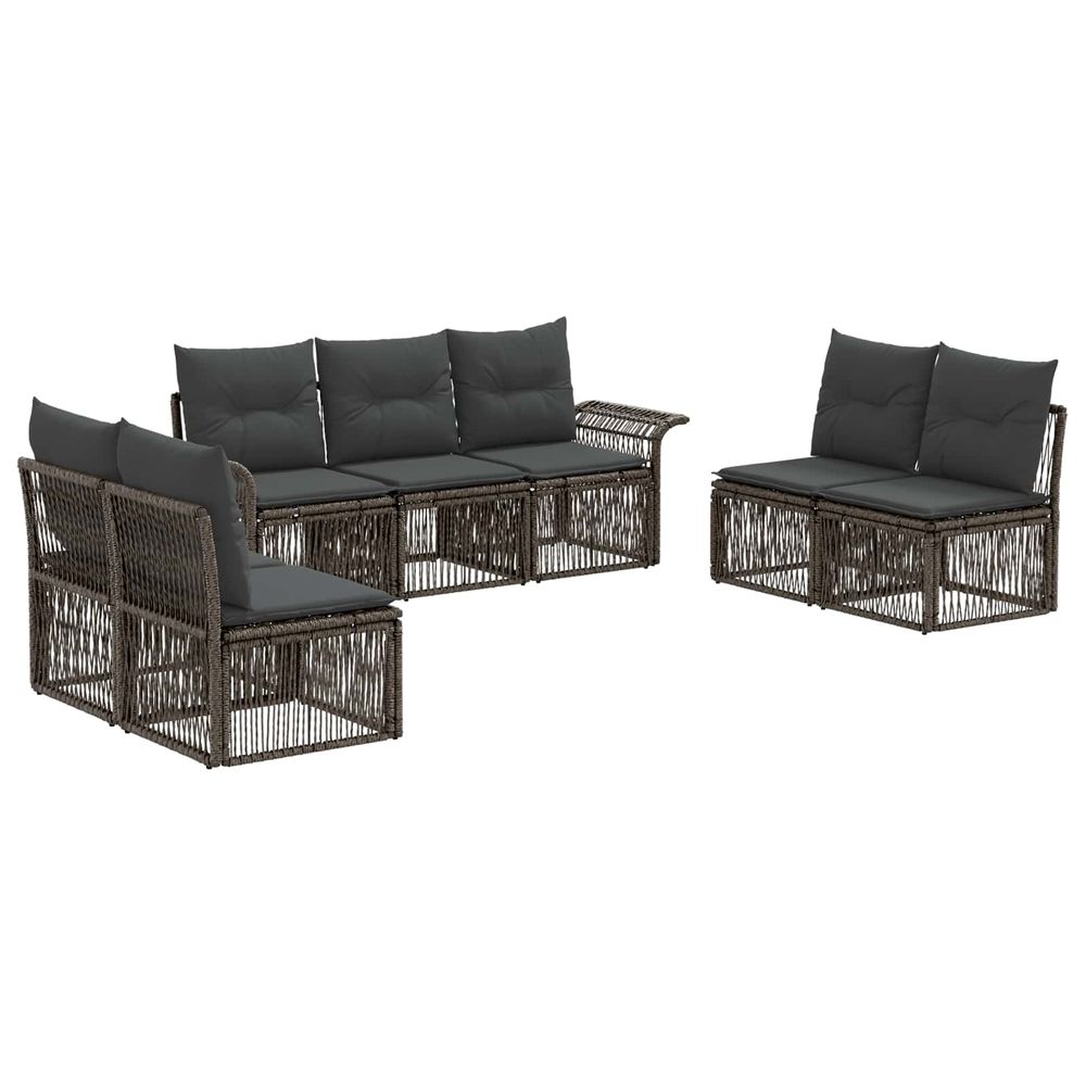 Ensemble de canapé de jardin 7 pc gris polyrotin