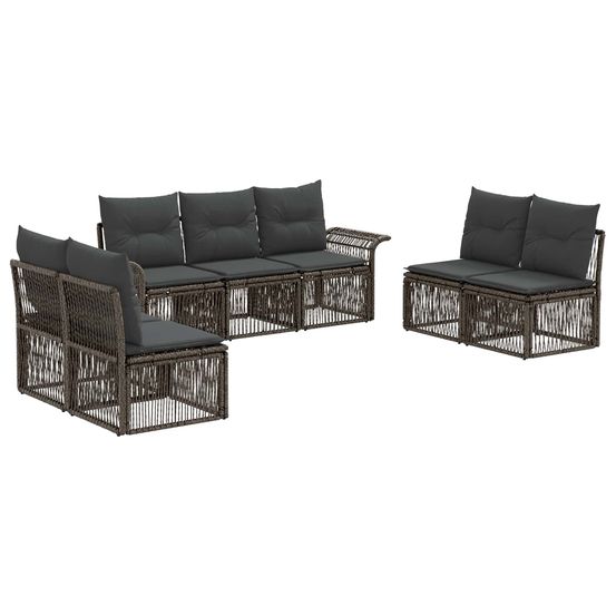 Ensemble de canapé de jardin 7 pc gris polyrotin