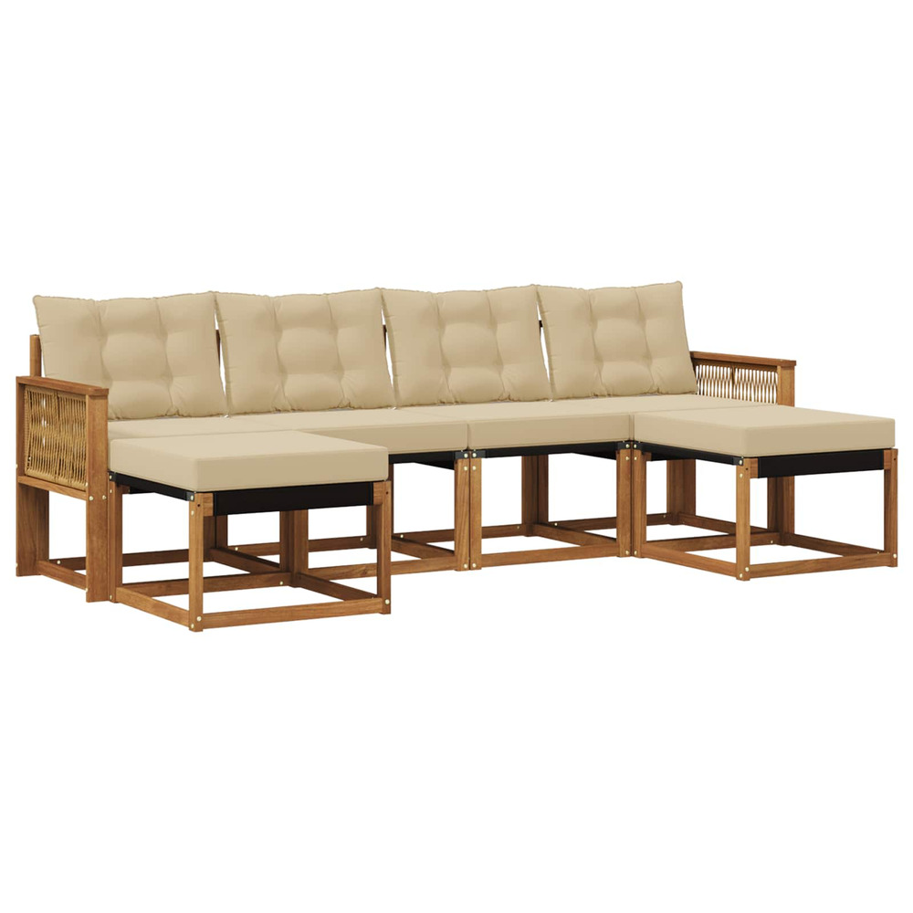 Ensemble de canapés d'extérieur 6 pcs naturel et beige
