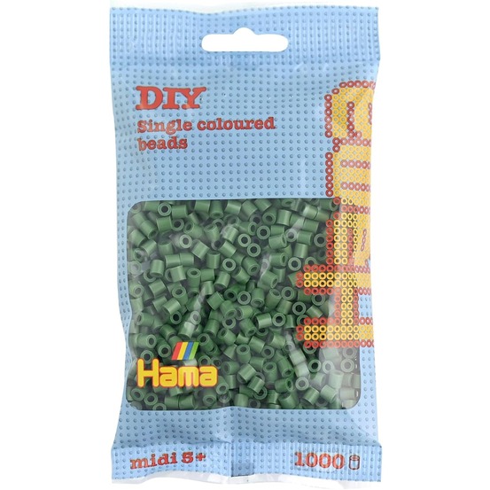 Sachet 1000 perles plastique midi vert forêt
