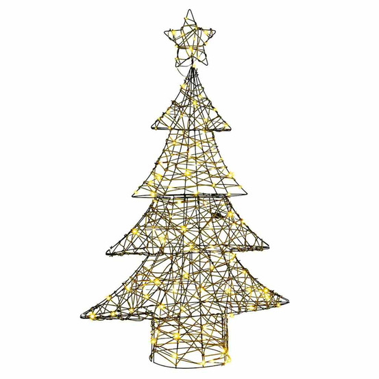 Sapin de noël avec 120 led blanc chaud 150 cm rotin