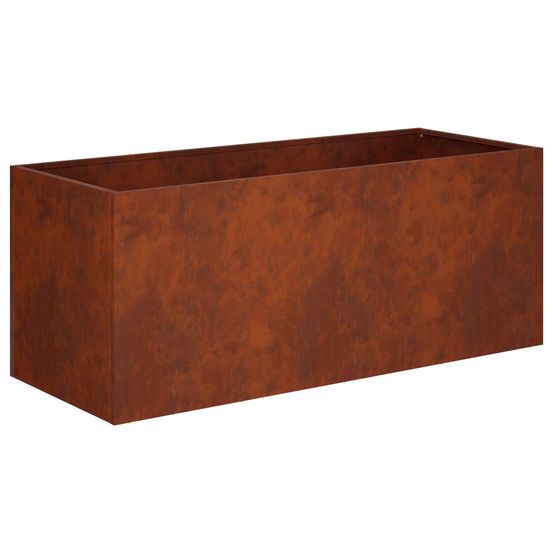 Cache-pot de jardin rouillé 80 x 40 x 40 cm acier patiné