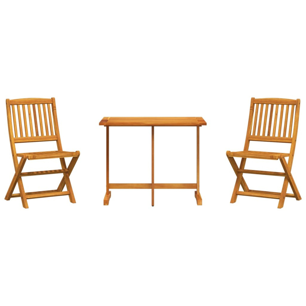 Ensemble à manger de jardin pliable 3 pcs bois d'acacia massif