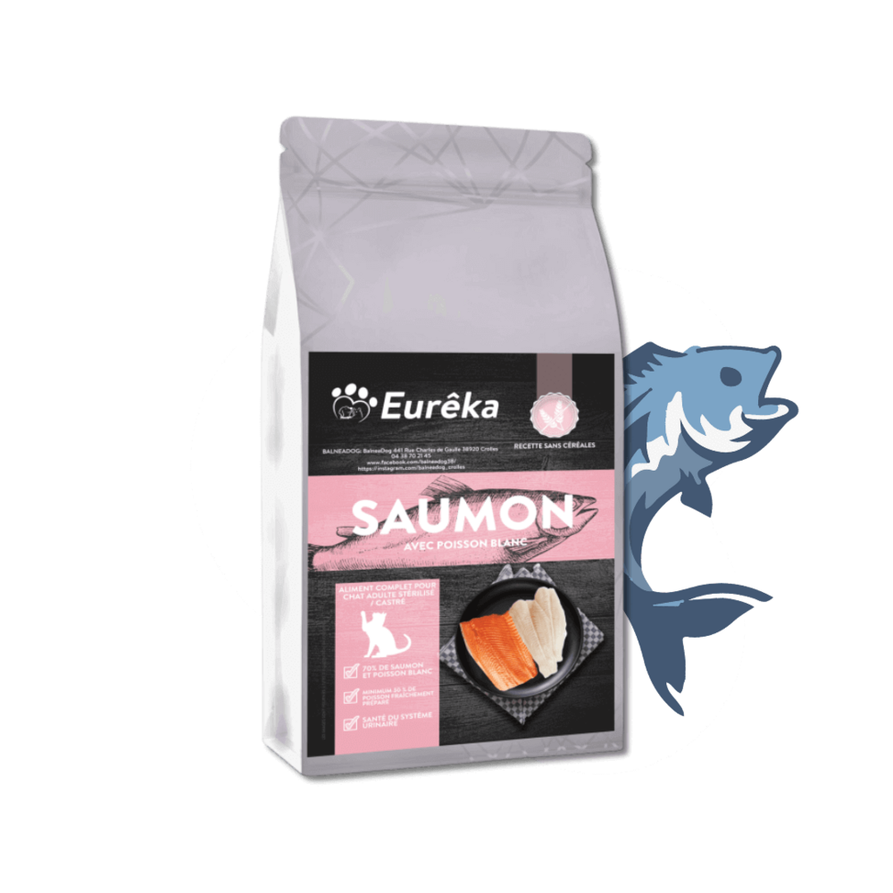 Croquettes chat adulte holistic sans céréales - saumon avec poisson blanc - 5 kg