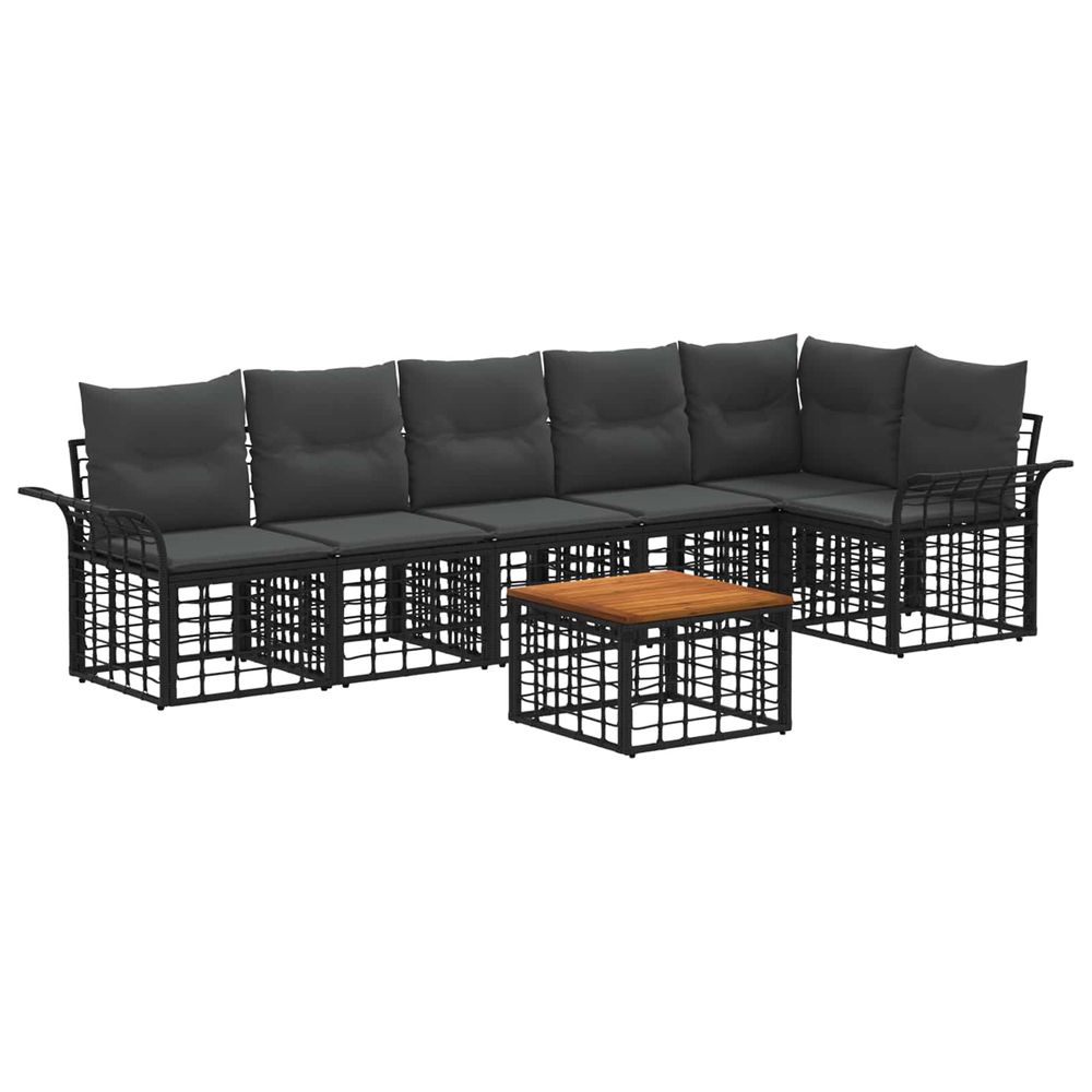 Ensemble de canapés d'extérieur 7 pc noir et gris foncé