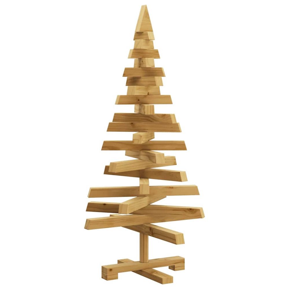 Arbres de noël avec support marron 90 cm bois massif en pin
