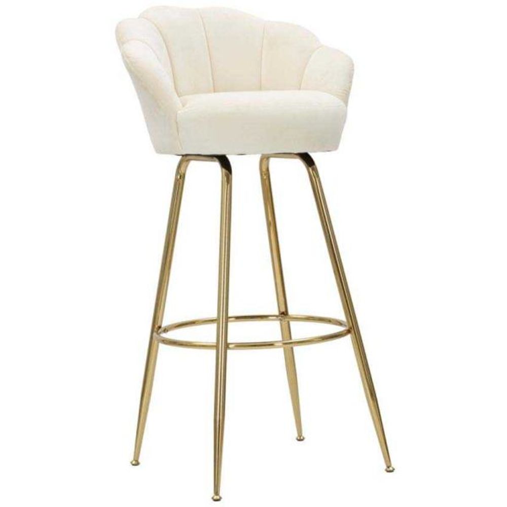 Fauteuil de bar en tissu et métal vienna crème et doré