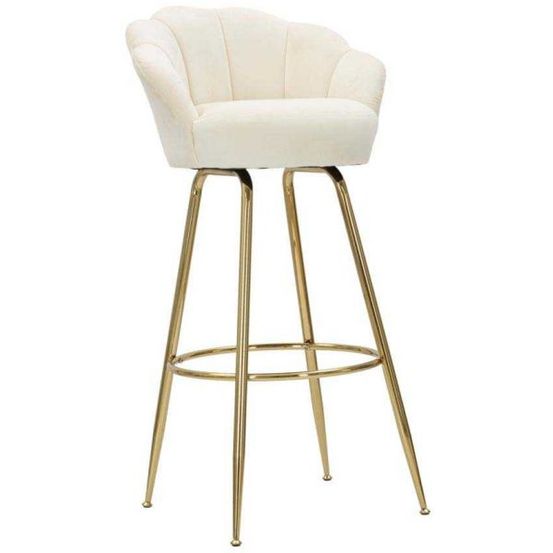 Fauteuil de bar en tissu et métal vienna crème et doré