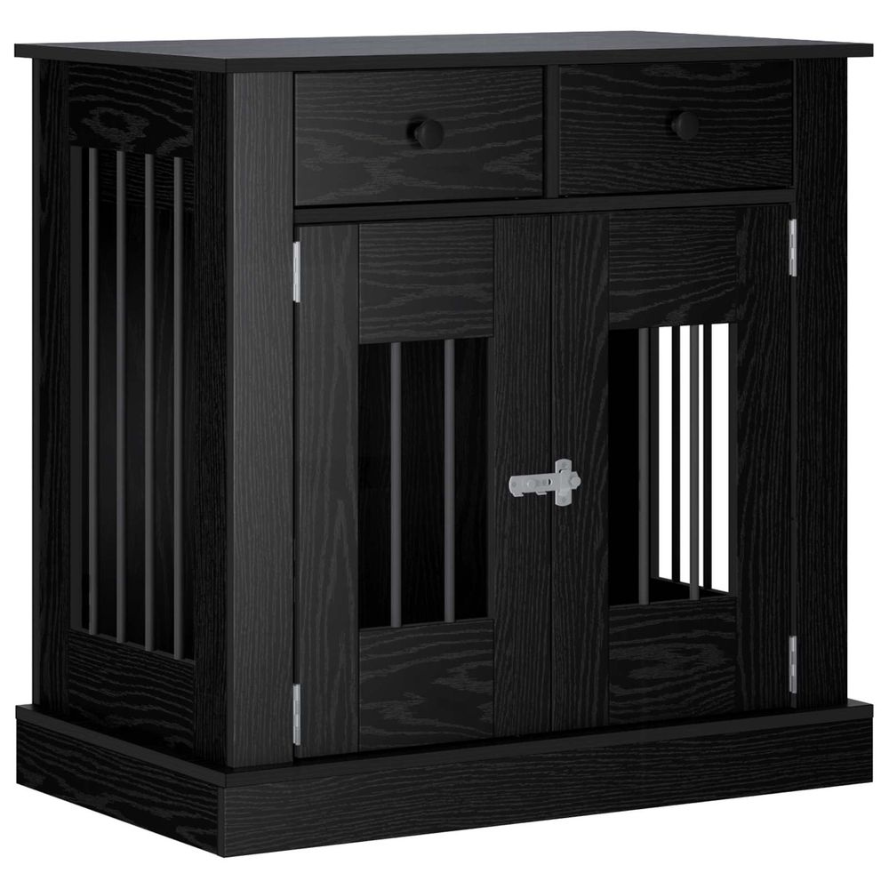 Meuble de cage pour chien chêne noir 80 x 47,5 x 80 cm