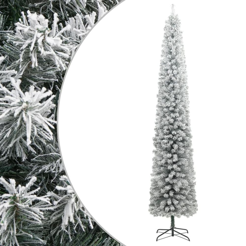 Sapin de noël mince avec support et flocon de neige 270 cm pvc