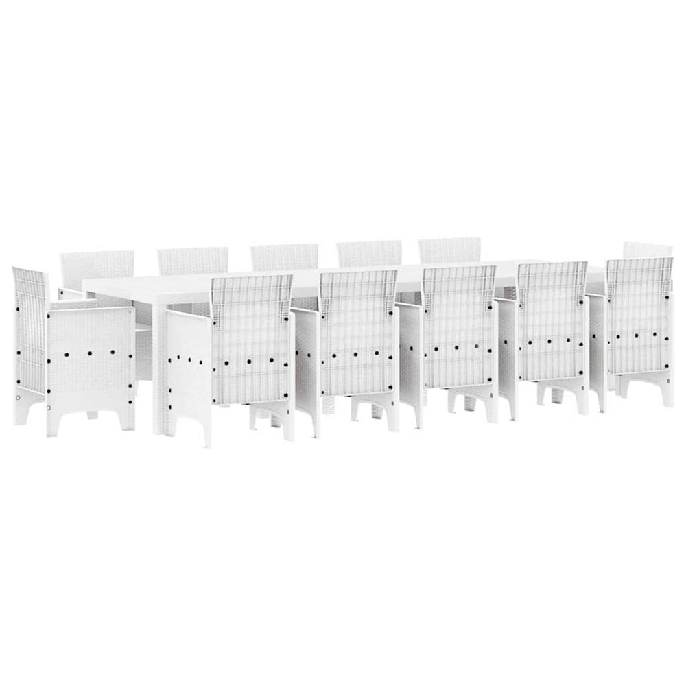 Ensemble de salle à manger pour jardin 13 pc blanc poly rotin
