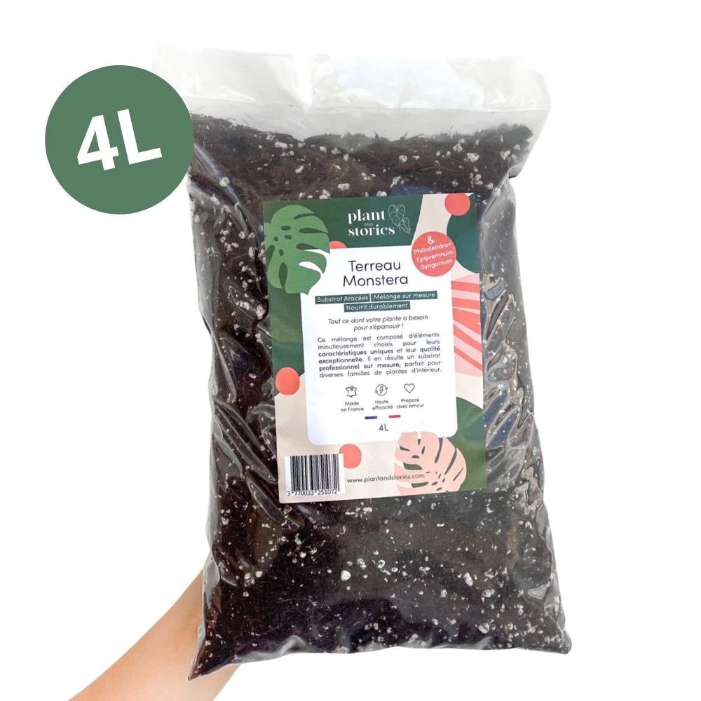 Terreau monstera - Enrichi en mycorhize et bacillus - Substrat Aracées - 4l - Terreau rempotage