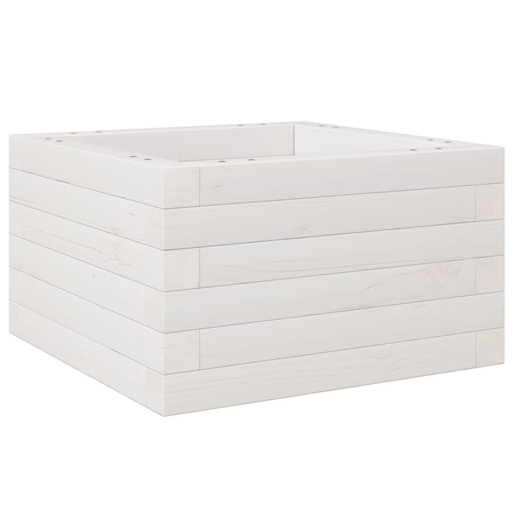 Jardinière blanc 40x40x23 cm bois de pin massif