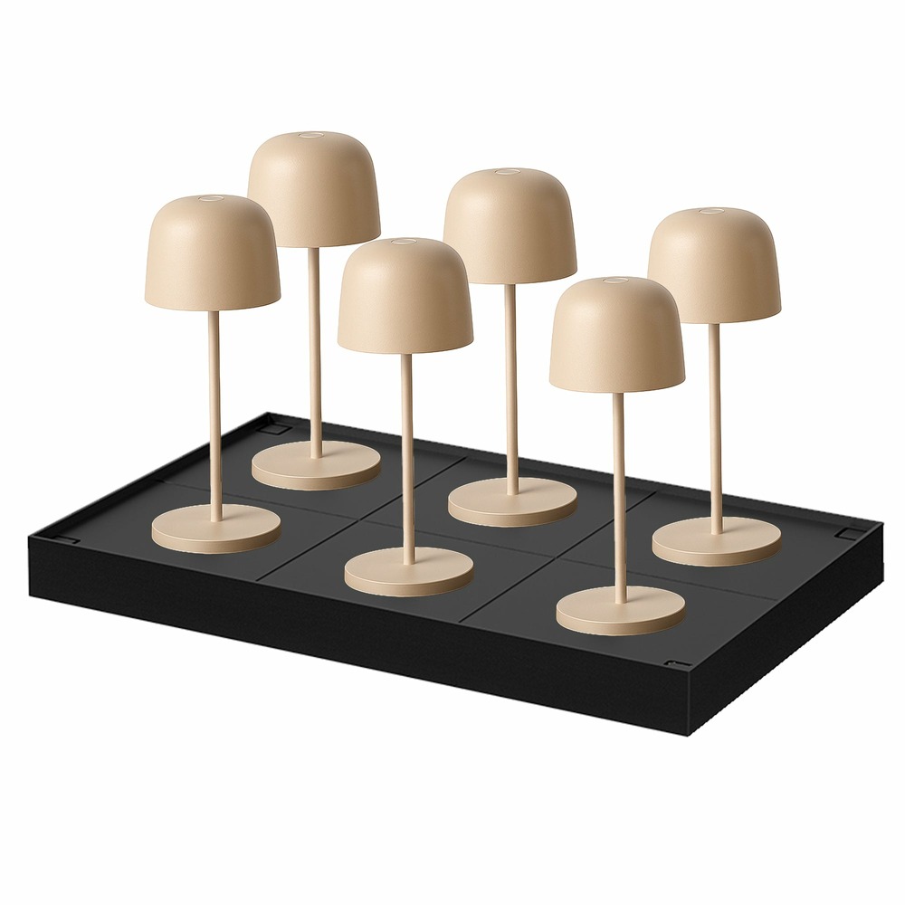6 lampes de table sophia sable + base de chargement