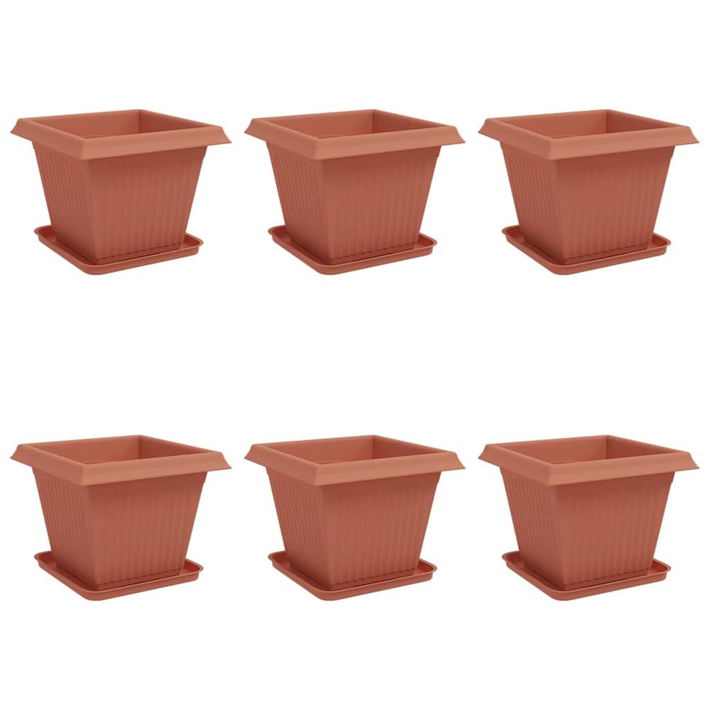 Pots de plantes 6 pc rouge brique plastique