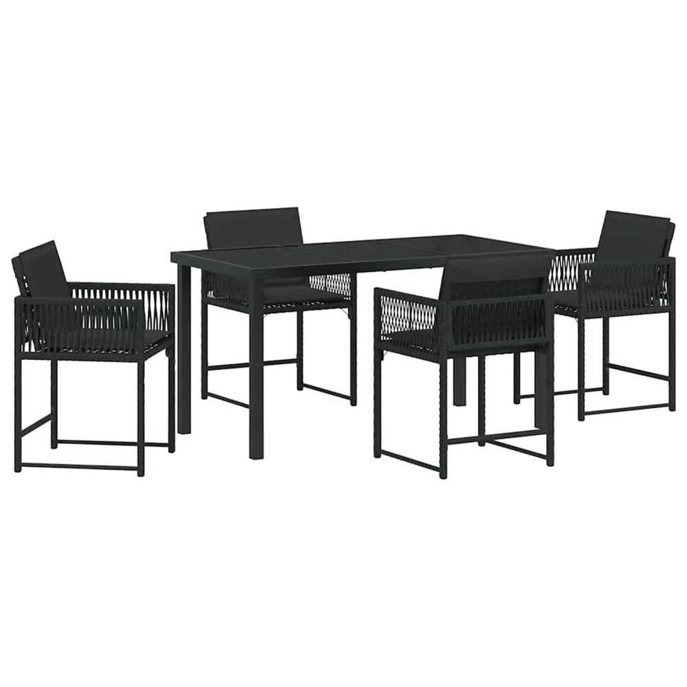 Ensemble de salle à manger pour jardin 5 pcs noir polyrotin