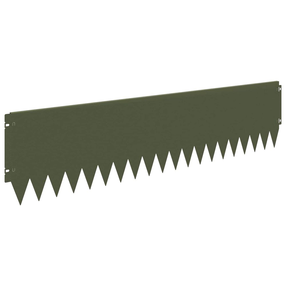 Bordure de pelouse 10 pc 103 x 25 cm acier vert olive