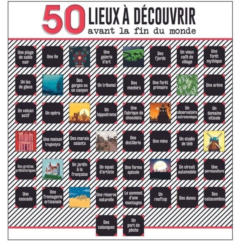 Poster 50 cases à découvrir lieux à découvrir
