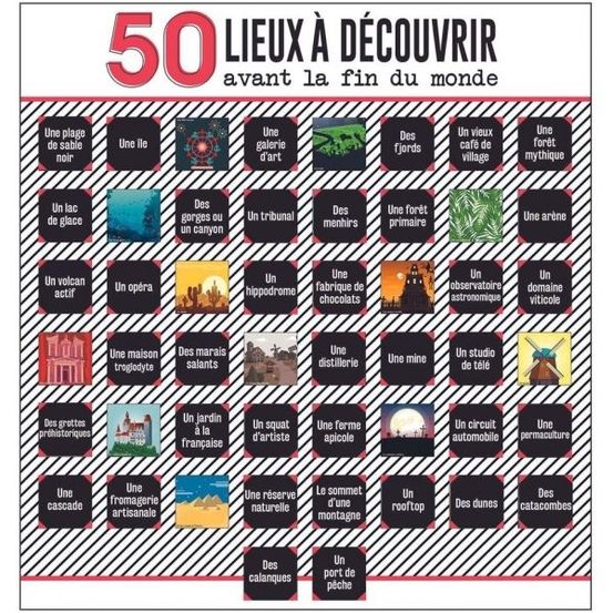 Poster 50 cases à découvrir lieux à découvrir