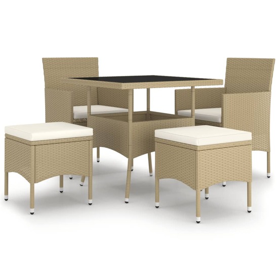 Ensemble à manger de jardin 5 pcs résine tressée beige