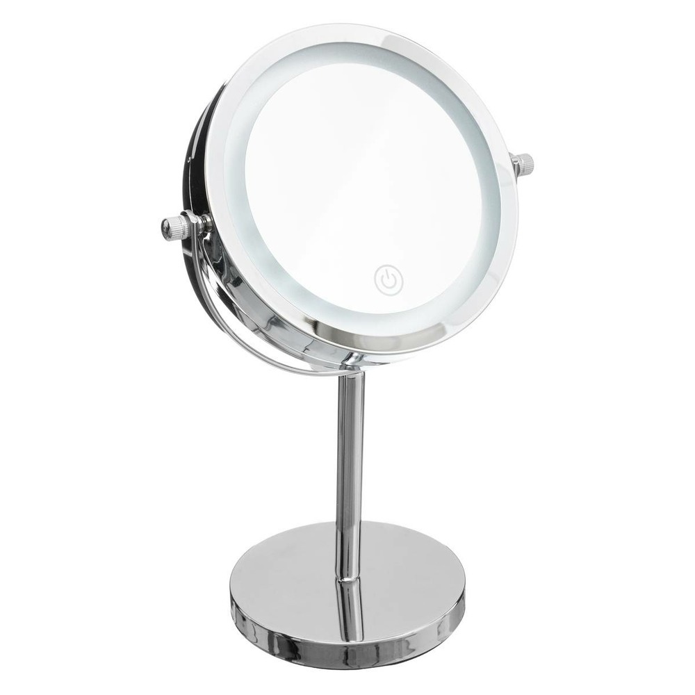 5five - miroir avec pied à led 19cm métal chromé