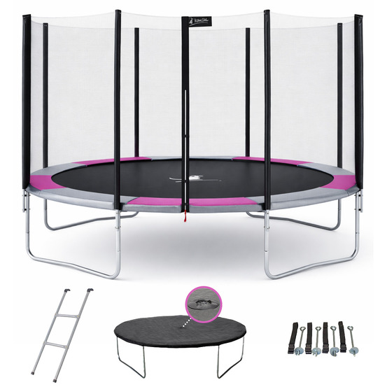 Trampoline rond ø360cm avec filet, échelle, bâche et kit ancrage - ralli 360